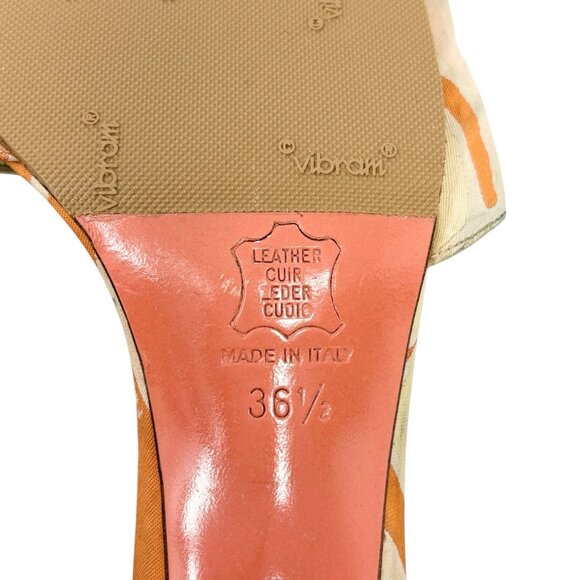 FENDI Vintage FF Logo Sandals Block Heels #36.5 Orange Gold Canvas [106216] - Picture 11 of 11